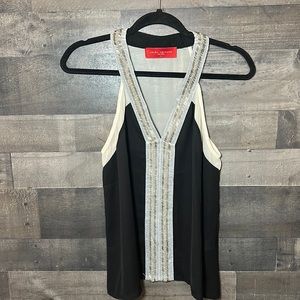 Beautiful Akira Chicago Black Cream and Silver Tank Top